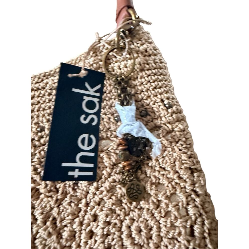 The Sak Sequoia Hand Crochet Hobo Bag Bamboo Medallion Shoulder Bag w/Charms NWT - Picture 5 of 10
